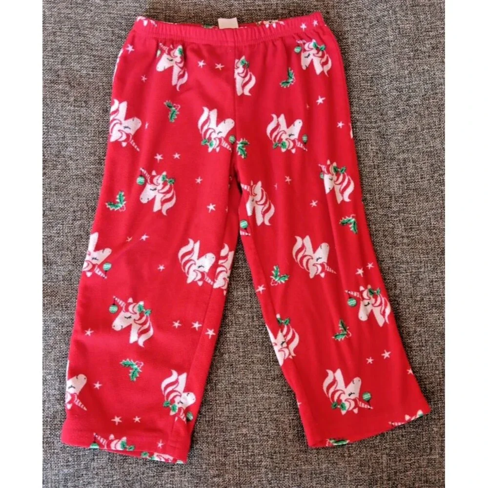 Pajamas 3T Girls Carters Holiday Unicorn Gray Red Pants Long Sleeve Set